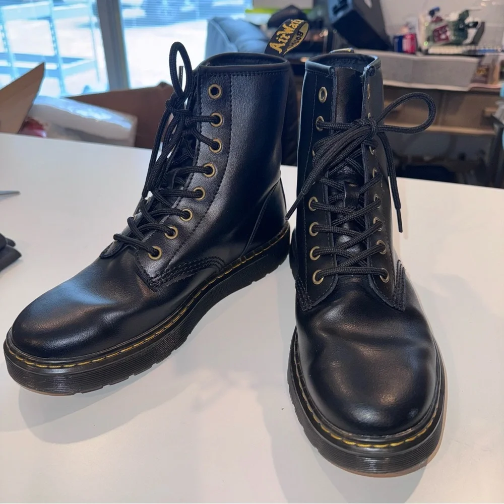 Dr. Martens Black Leather Combat Boots - Picture 3 of 9